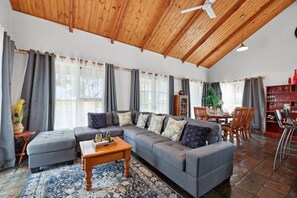 TV, fireplace - Wild Horse Cabin—Scenic Farm Escape Close to Surf (Middleton)