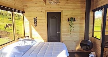 Cabaña chalet con chimenea con wi-fi para nómadas digitales