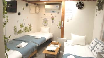 Apartemen Keluarga, Bebas Asap Rokok, pemandangan kota (1F) | Meja kerja, tirai kedap cahaya, setrika/meja setrika, dan Wi-Fi gratis