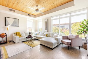 Condo, 1 Bedroom, Smoking, Balcony | Living area - Luxury Riverwalk Penthouse Pool & Skyline Views (San Antonio)