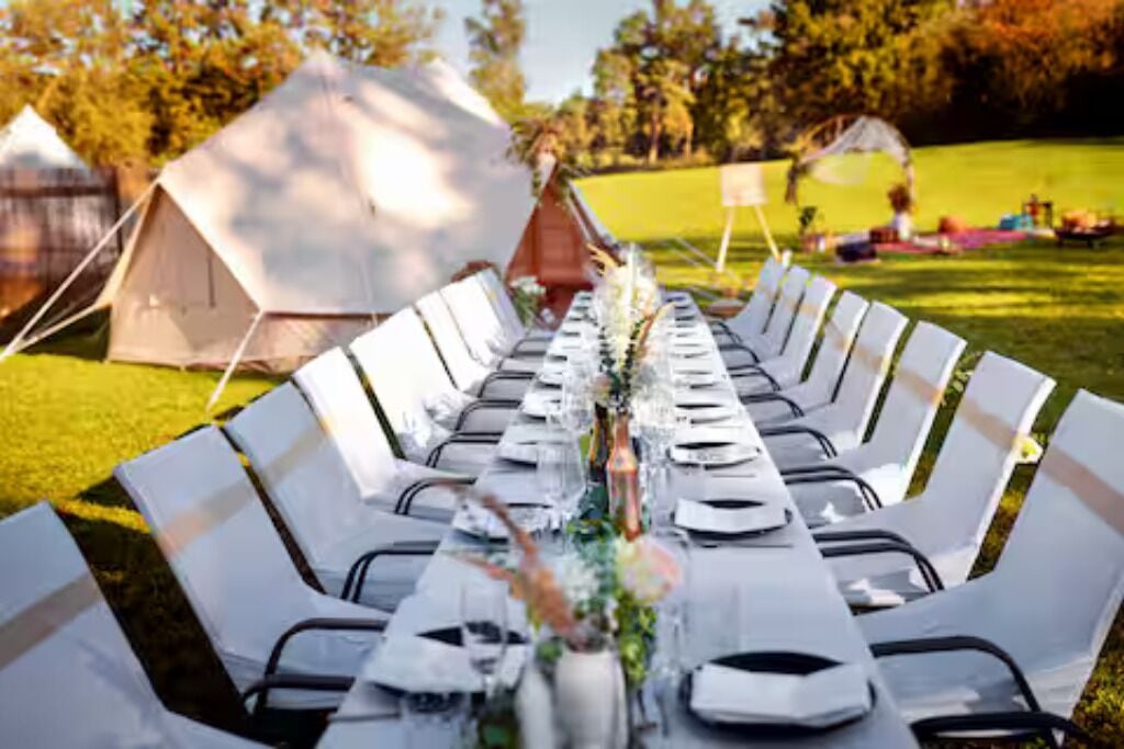 Outdoor banquet area
