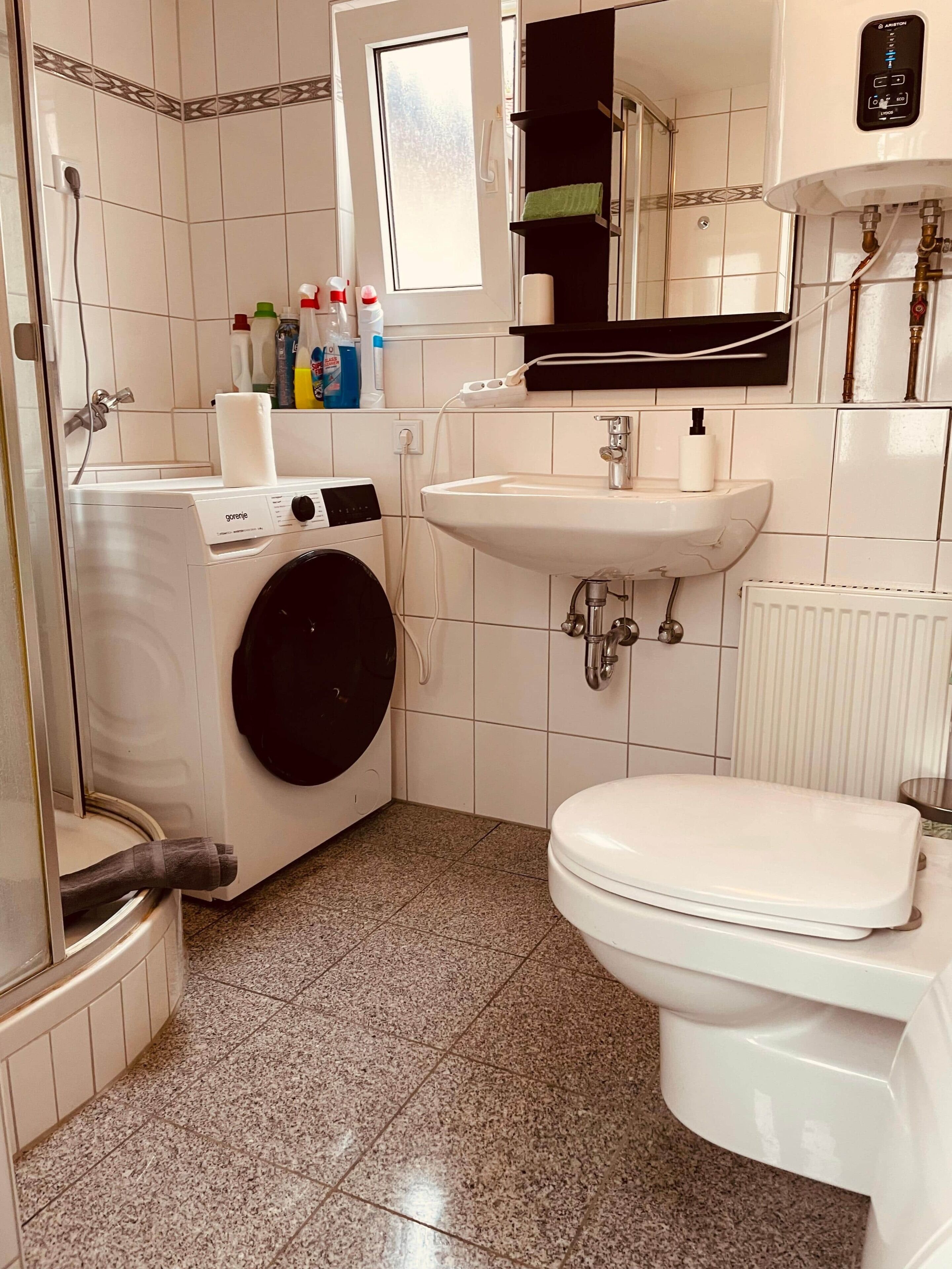 Hair dryer, towels