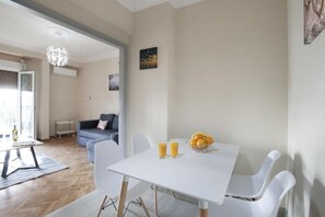 Apartment, Balcony, City View | Dining - Ano Patisia A Fully Renovated Penthouse (Athens)