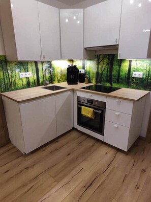 Fridge, oven, stovetop, toaster - Lakeside Terrace Apartment - Velden (Velden am Wörthersee)