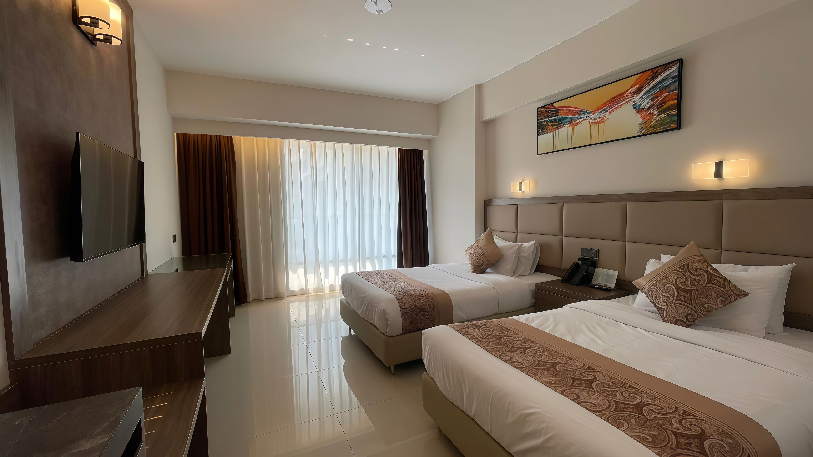 프리미어 더블룸 또는 트윈룸, 발코니, 부분 바다 전망