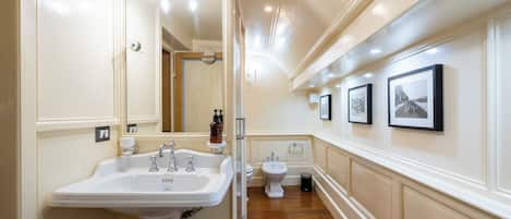 Dusche, Haartrockner, Bidet, Handtücher