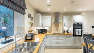 Microwave, oven, dishwasher, high chair