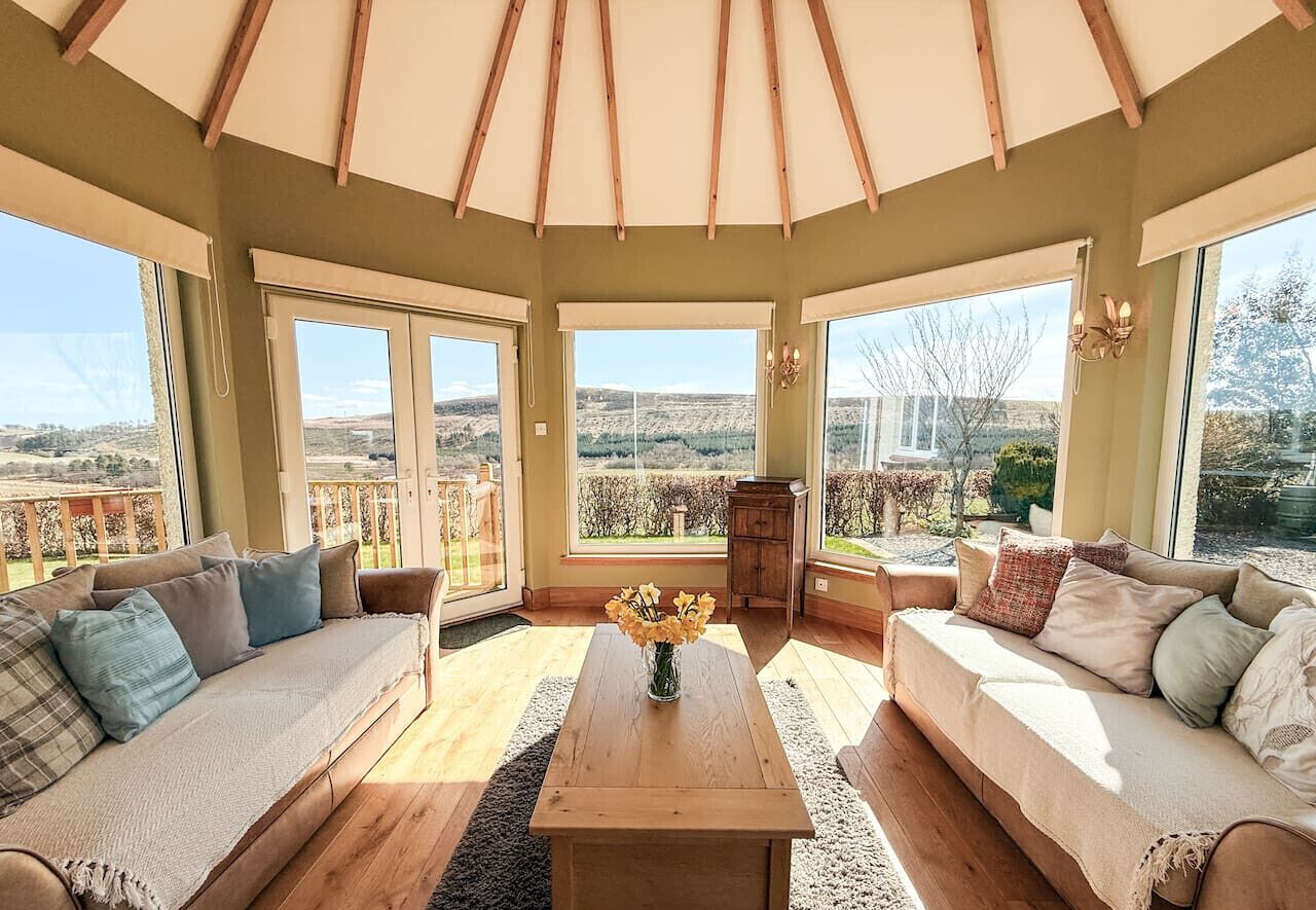 A sunroom with a view