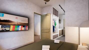 Habitación doble Deluxe, balcón | Caja de seguridad en la habitación, wifi gratis y ropa de cama