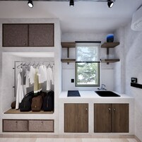 Frigobar, placa de cocina, utensilios de cocina
