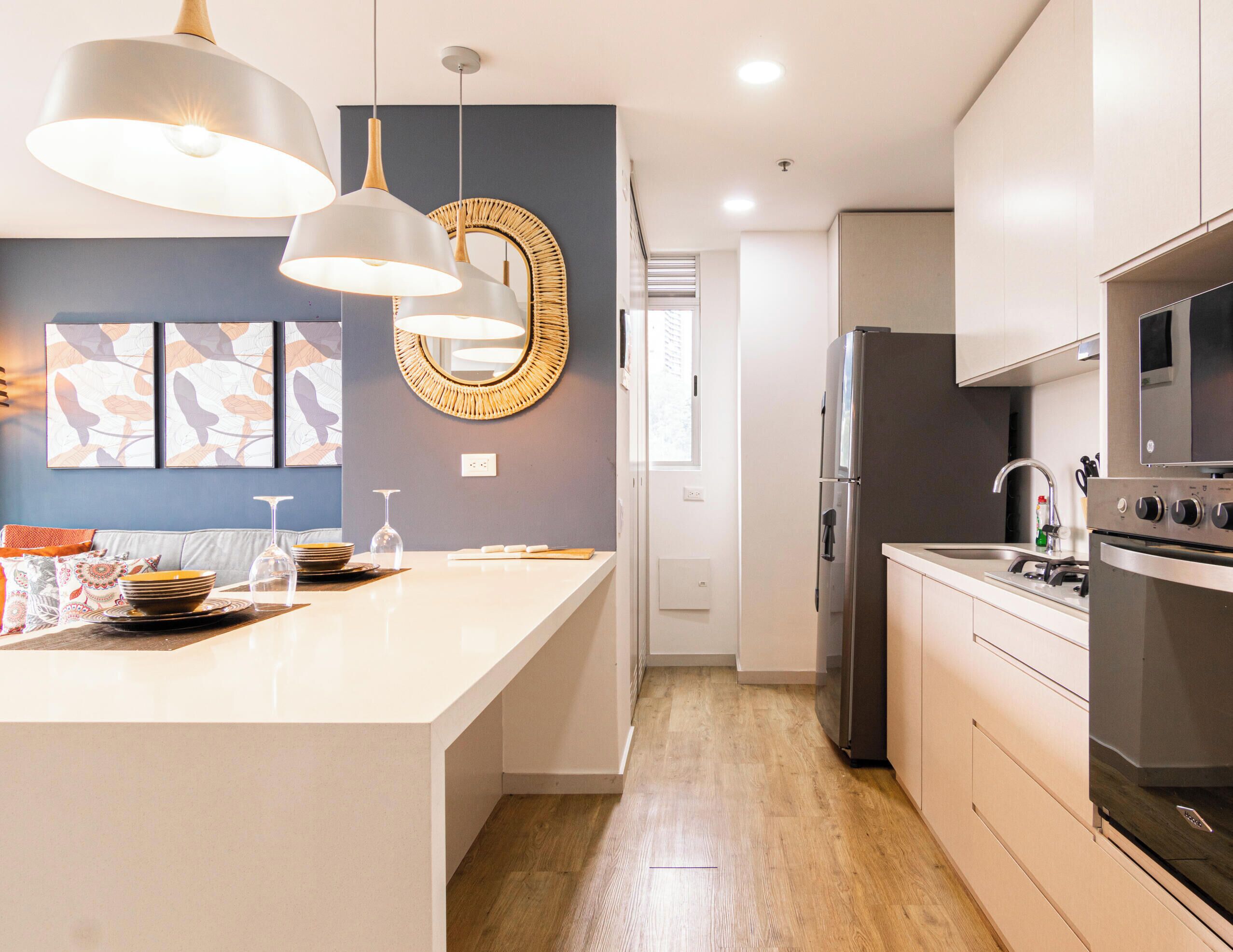 Apartamento, sacada, vista para a cidade | Cozinha privada