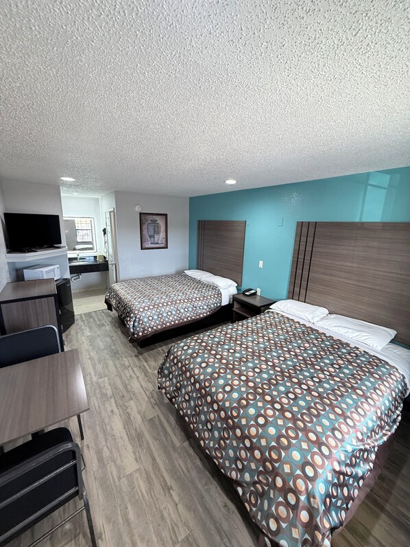 Double Room, 2 Queen Beds, Non Smoking | Desk, laptop workspace, free WiFi
