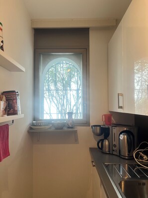 Oven, stovetop, dishwasher - Top location in Brissago 2 room apartment with private beach access. Dogs allowed (Brissago)