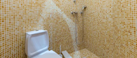 Douche, sèche-cheveux, serviettes fournies