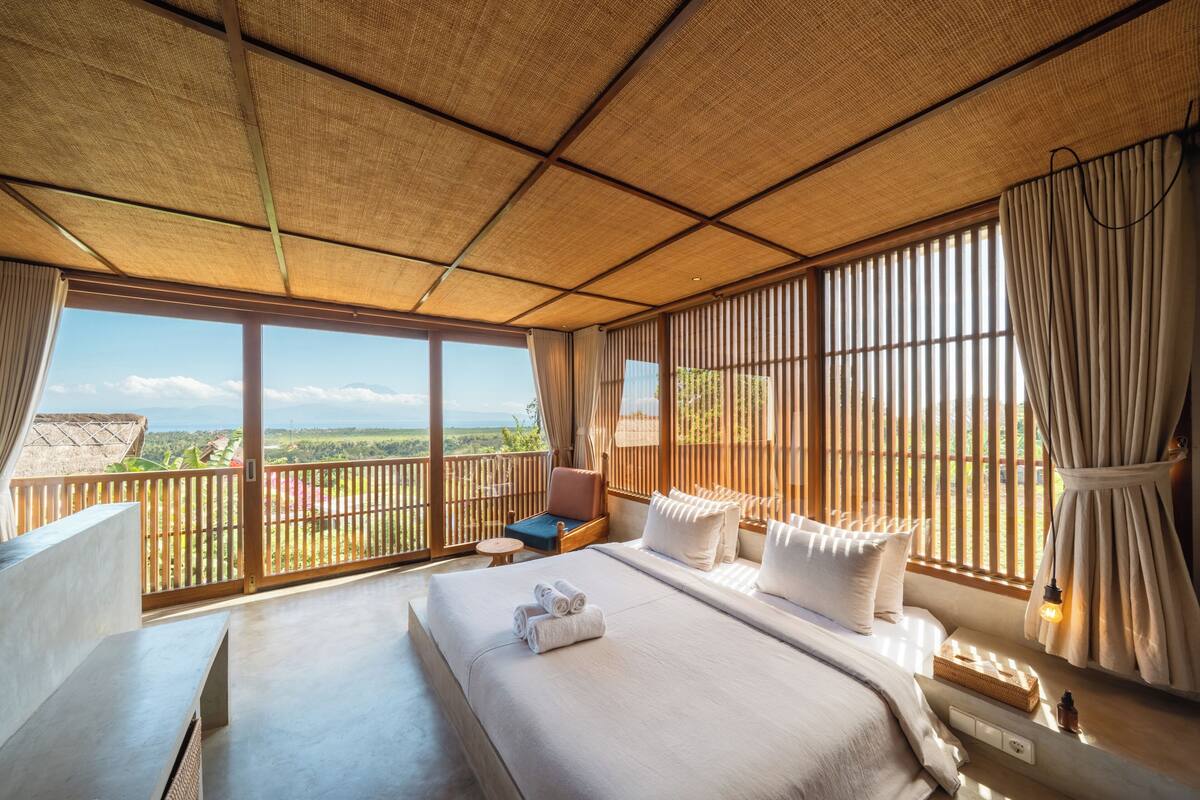 Biệt thự, quang cảnh núi, góc | Bộ đồ giường cao cấp, két bảo mật tại phòng 