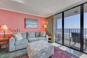 TV - Relax in this oceanfront 1-bedroom condo, just steps from Carolina Beach. (Carolina Beach)