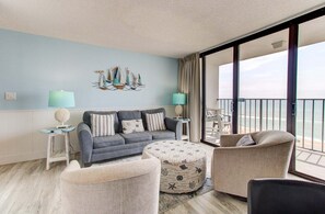Living area - Oceanfront 1 Bedroom Condo at Carolina Beach, perfect for a relaxing getaway! (Carolina Beach)