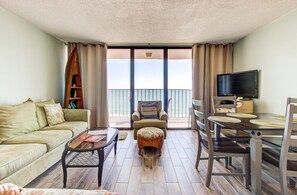 Living area - Experience oceanfront bliss at 1002 in Carolina Beach, perfect for 4 guests. (Carolina Beach)