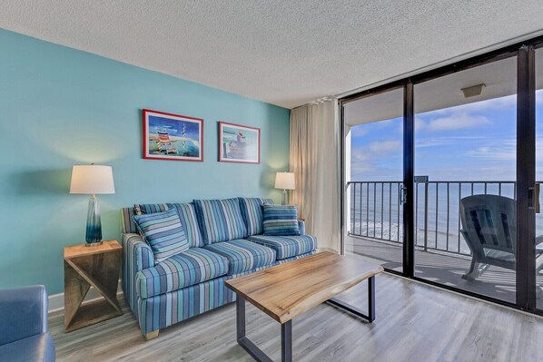 Living area - Oceanfront Premier 1 Bedroom Condo at Carolina Beach, perfect for a serene getaway! (Carolina Beach)