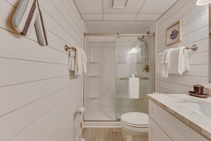 Shower - Oceanfront charm at 1008 Blue Dolphin, a cozy 1-bedroom in Carolina Beach. (Carolina Beach)