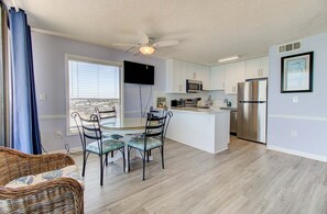 Fridge, microwave, oven, stovetop - Oceanfront 2-Bedroom Condo at Carolina Beach - Stunning Views Await! (Carolina Beach)