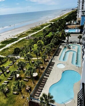 Indoor pool, outdoor pool - Modern Oceanfront 1br Condo Boardwalk Beach Resort (Myrtle Beach)