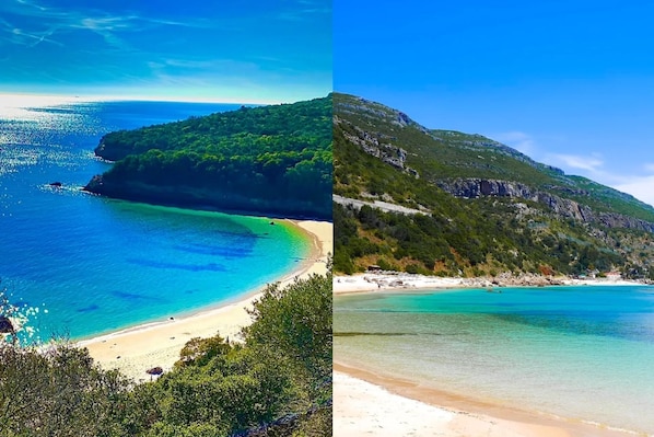 A coastal landscape with a beach and a mountainous area. - Year-round Private Pool + Jacuzzi • Romantic Villa Setúbal - 25min Lisbon (Setúbal)
