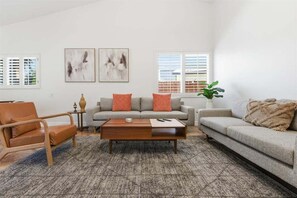 House, Multiple Beds, Pool Access, Mountain View (Nueva Vista 2) | Living area - Welcome to Casa Cielo Vista, a Bright South Palm Springs Retreat! (Palm Springs)