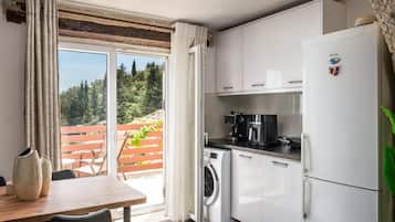Fridge, oven, stovetop, electric kettle