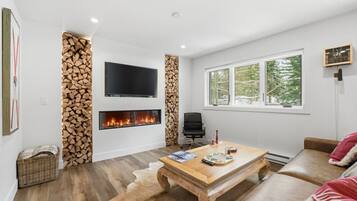 TV, fireplace