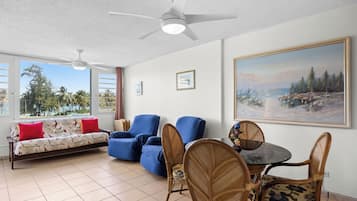 Deluxe Apartment, Balcony, Pool View | Living area