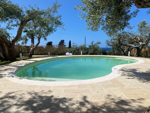 Outdoor pool, a heated pool - Villa with Private Pool, Sea View in Sicily, Palermo-Terrasini. Family friendly (Serra)