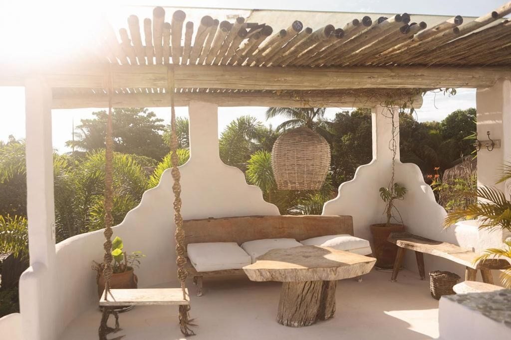 Quarto casal, vista para o pátio | Terraço/pátio