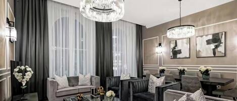 Presidential Apartment, 3 Bedrooms | Living room | Flat-screen TV