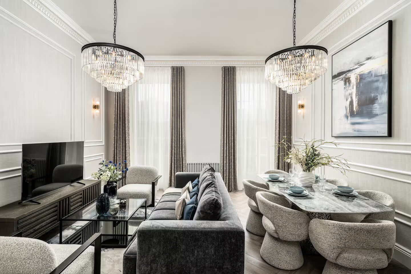 Luxury-Apartment, Stadtblick | Wohnzimmer