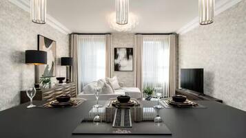 Luxury Apartment, City View | Living room