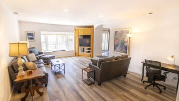 TV, fireplace