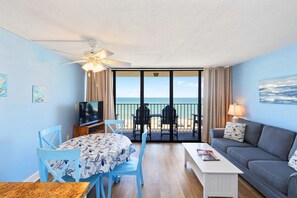 TV - Enjoy oceanfront views from this premier 1-bedroom condo in Carolina Beach! (Carolina Beach)