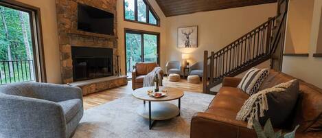 Smart TV, fireplace, table tennis, books