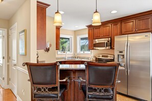 Fridge, microwave, oven, stovetop - Paddle On Inn | Spacious Lakefront Retreat with Private Dock + VIEWS! (Nebo)