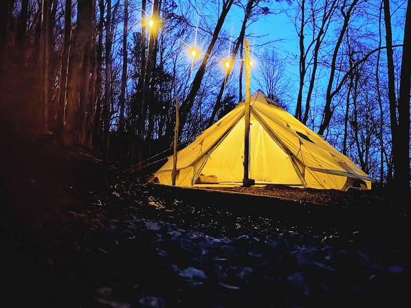 Unclassified image, 1 of 13, button - Twilight Timberline Escape Glamping Tent: Quiet, clean & 14 miles from GSMNP! (Cosby)