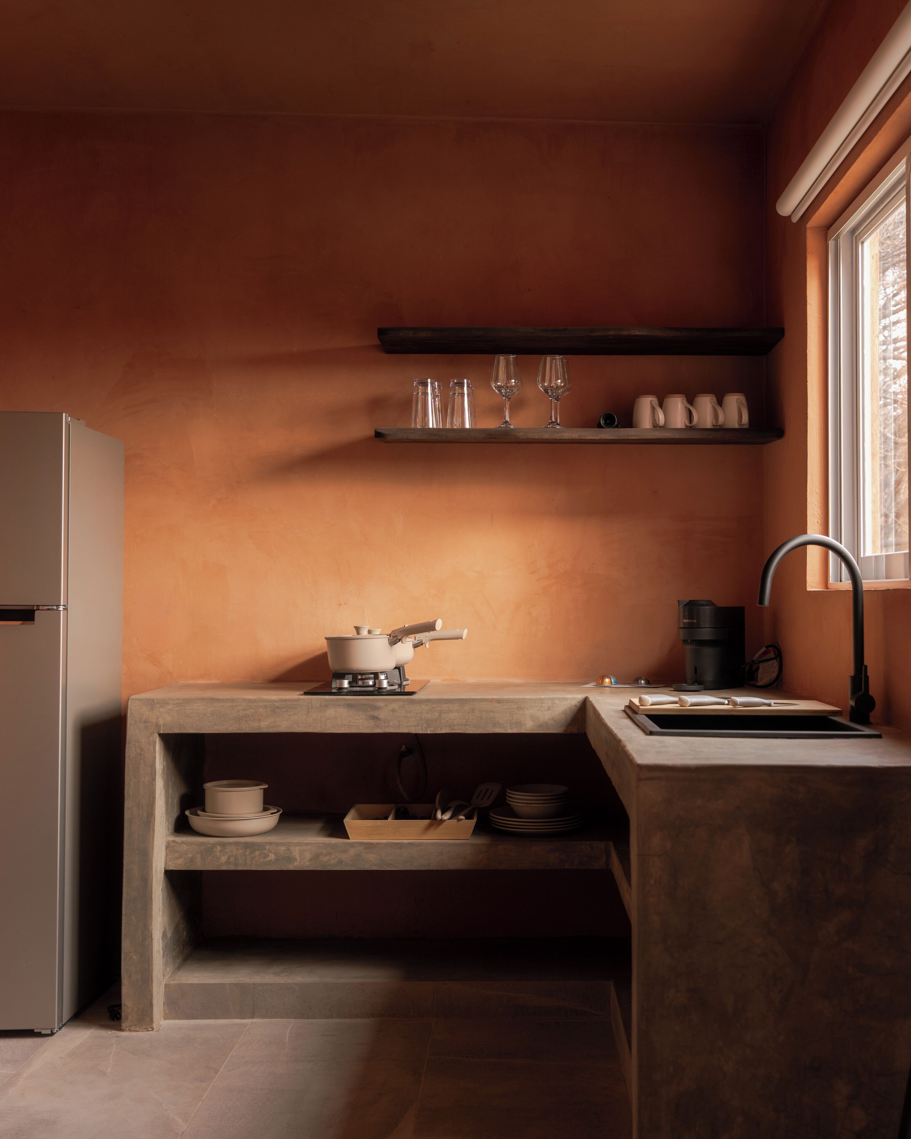 Villa, vue sur le jardin | Cuisine privée | Cafétière à espresso