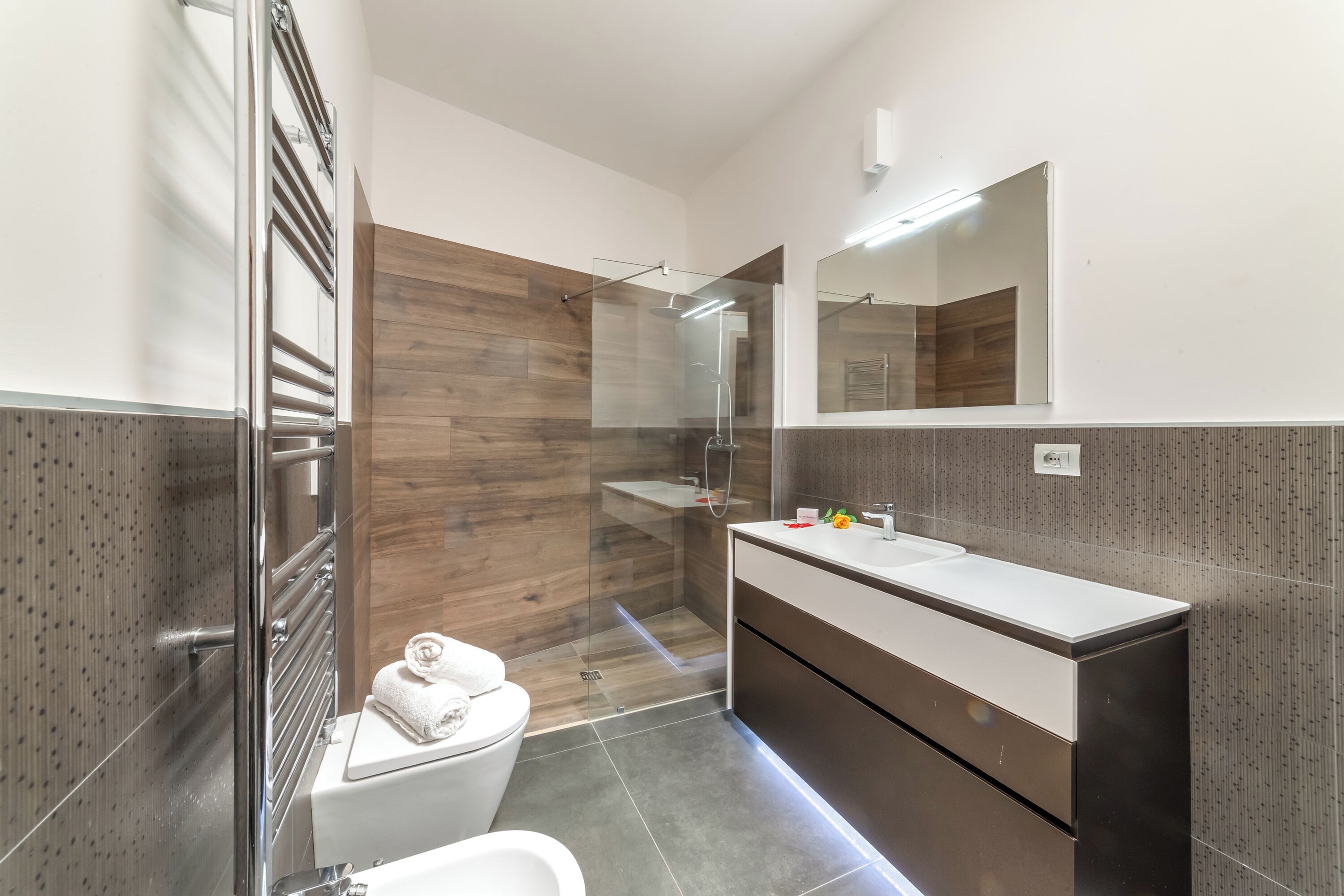 Dusche, Bidet, Handtücher
