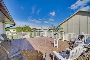 Terrace/patio - Moon Beach Manor | 5BR Retreat w/ Pool & Hot Tub (Cocoa Beach)