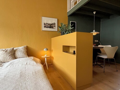 Guest room for 2 people in a former village school with sculptor's studio.