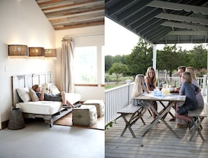 Outdoor dining - Luxury Cottage Rental with Modern Vintage Interior near Houston, Texas (Round Top)
