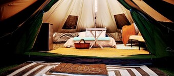 Creekside Glamping Heaven with Comfy Interior in Cosby, Tennessee