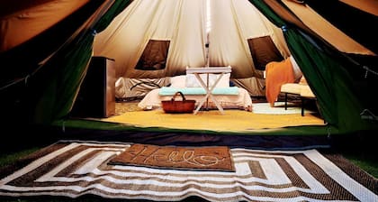 Creekside Glamping Heaven with Comfy Interior in Turner, Maine
