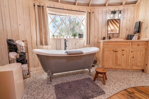 Bathroom - Love Bird Yurt Romantic, Hot Tub, by the River in Bandera, Texas (Bandera)