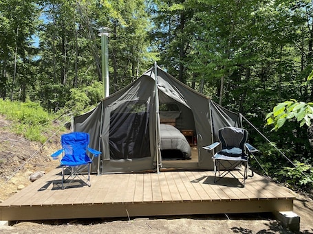 Terrace/patio. Reconnect with Nature at this Glamping Tent in East Wakefield, New Hampshire